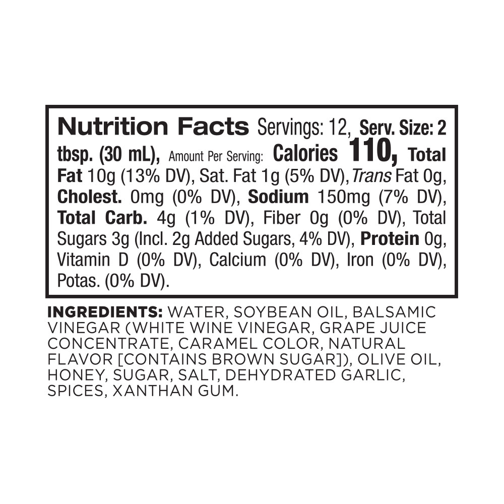 Balsamic vinaigrette dressing nutrition facts