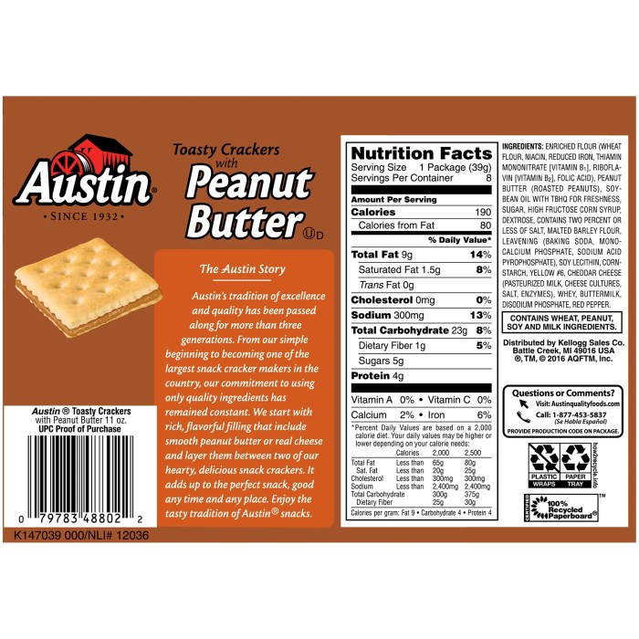 Peanut butter crackers nutrition facts