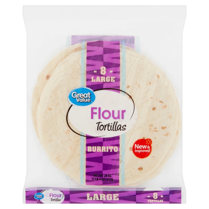 Nutrition facts for flour tortilla