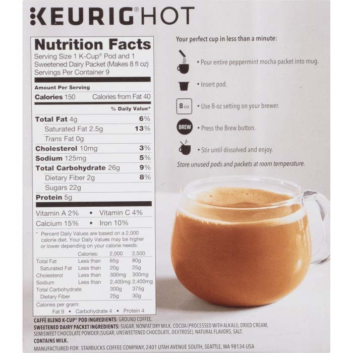 Starbucks caramel k cups nutrition facts