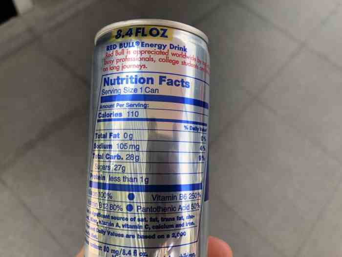 8 oz red bull nutrition facts