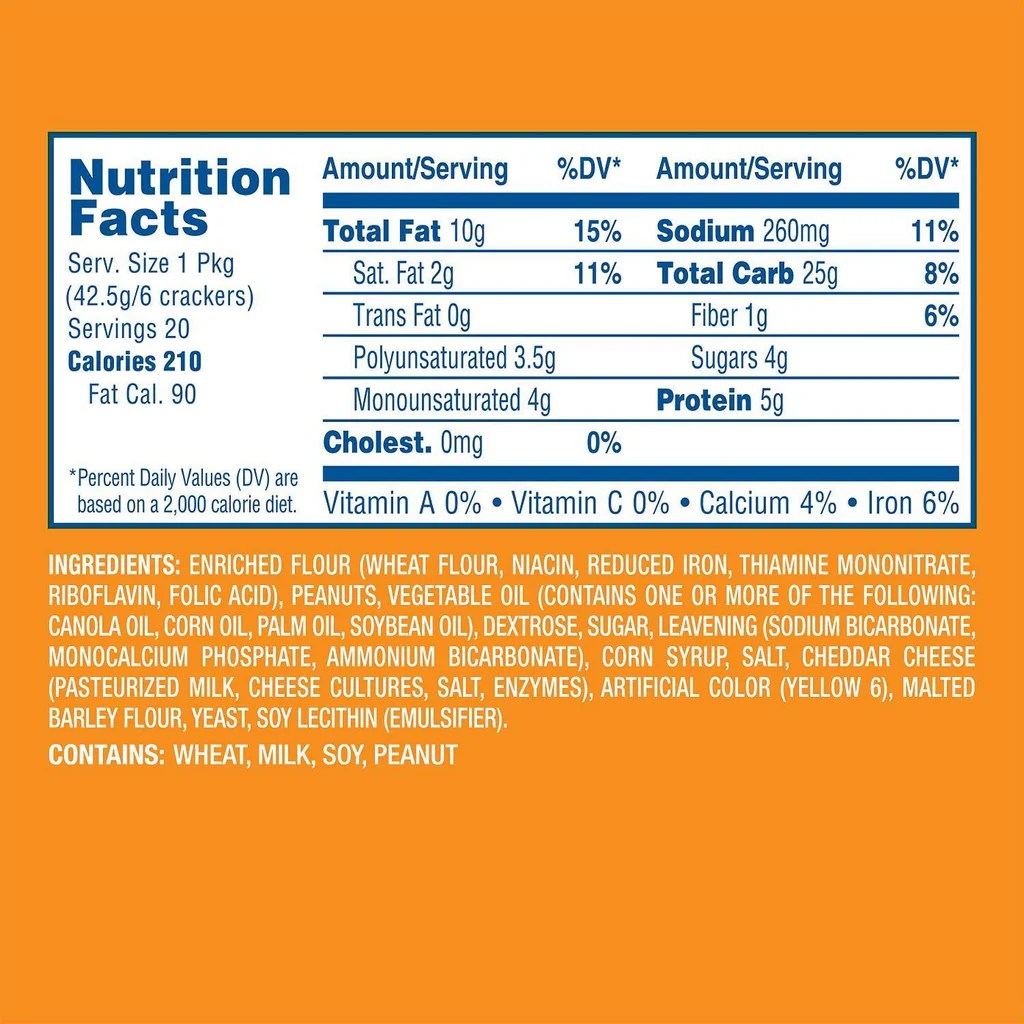 Peanut butter crackers nutrition facts