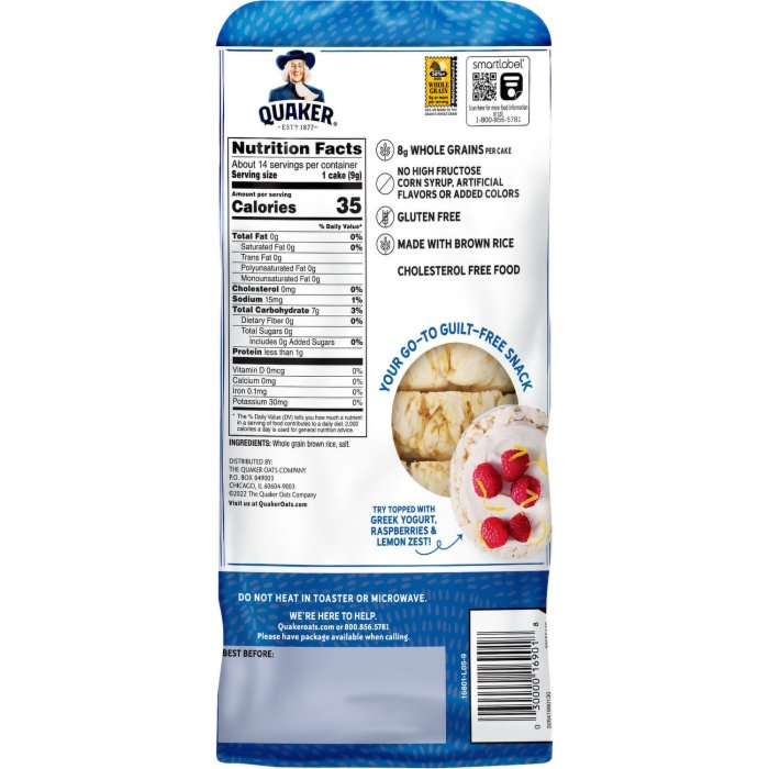 Brown rice cakes nutrition facts